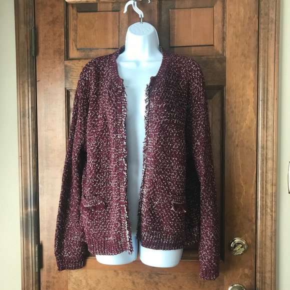 eureka by Christos Garkinos Burgundy Marled Open Jacket X-Large - Picture 1 of 11
